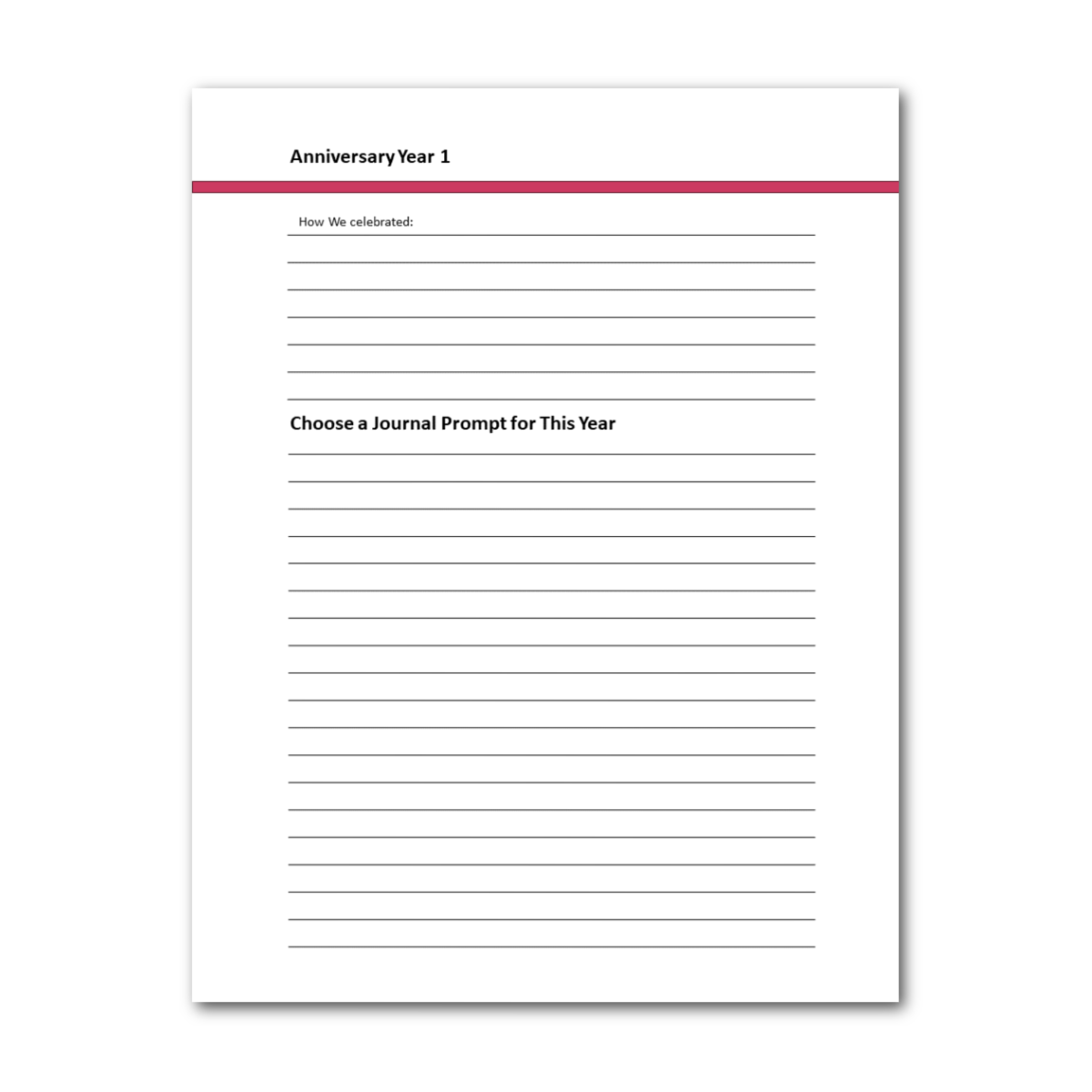 Anniversary Celebrations Bucket Journal (Printable)