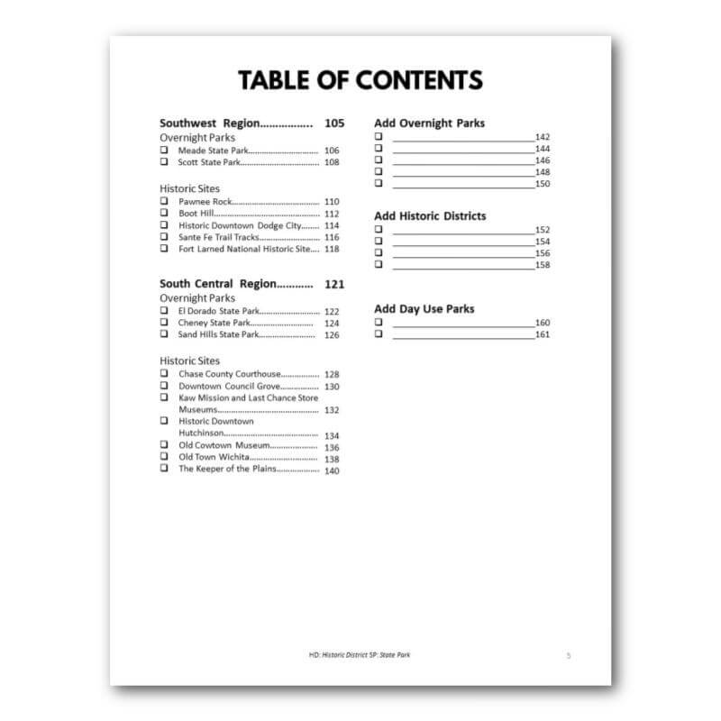 Kansas State Parks Bucket Journal - Printable