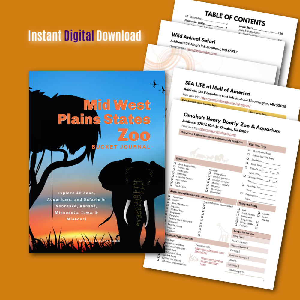 Midwest Plains States Zoo Bucket Journal - Printable