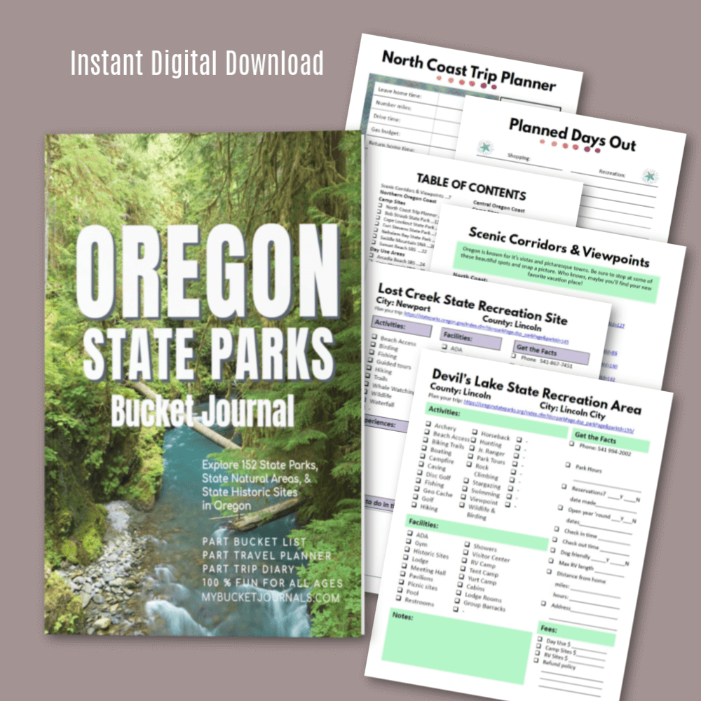 Oregon State Parks Bucket Journal - Printable