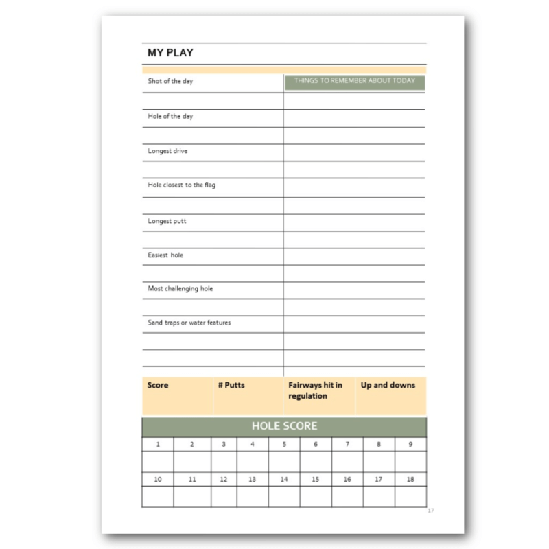Golf Bucket Journal - Printable