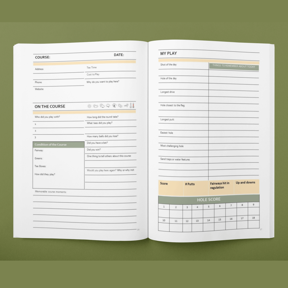 Golf Bucket Journal - Printable