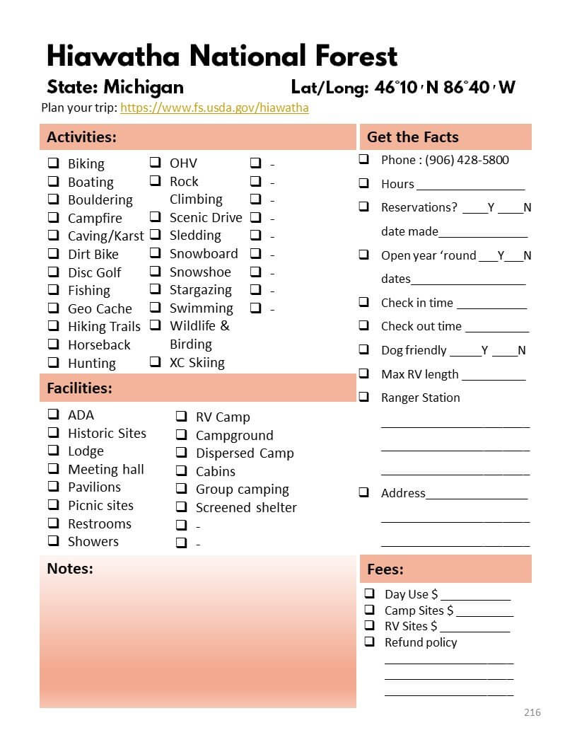 National Forests Bucket Journal - Printable