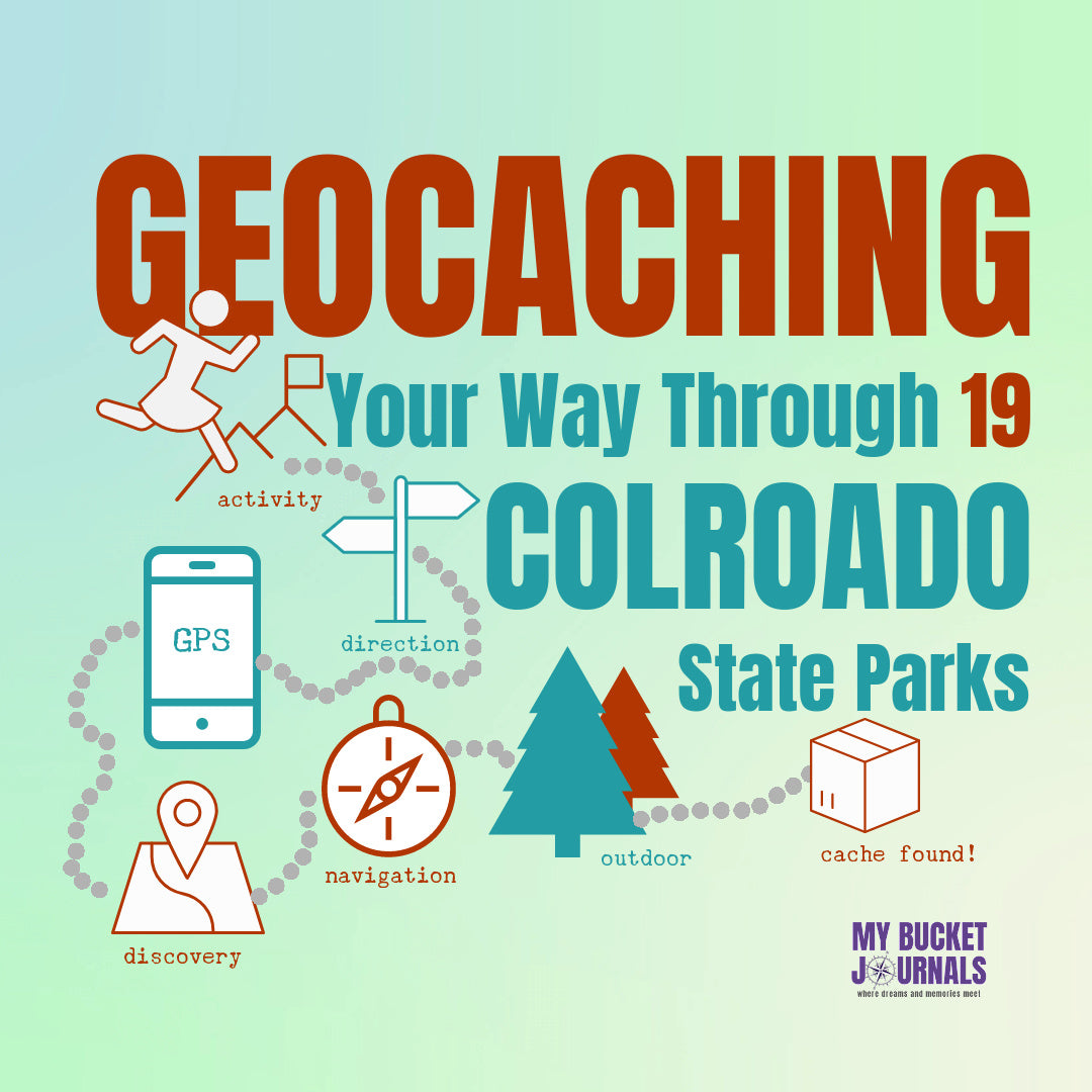 winding map graphics explaining geocaching in Colorado State Parks