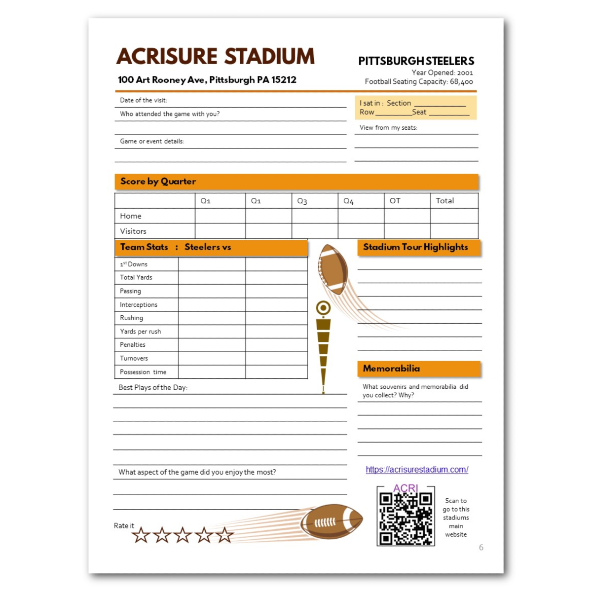 Football Stadiums of America Bucket Journal