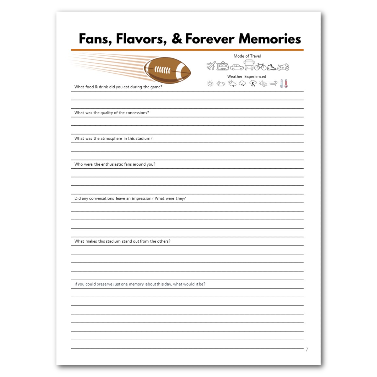 Football Stadiums of America Bucket Journal - Printable