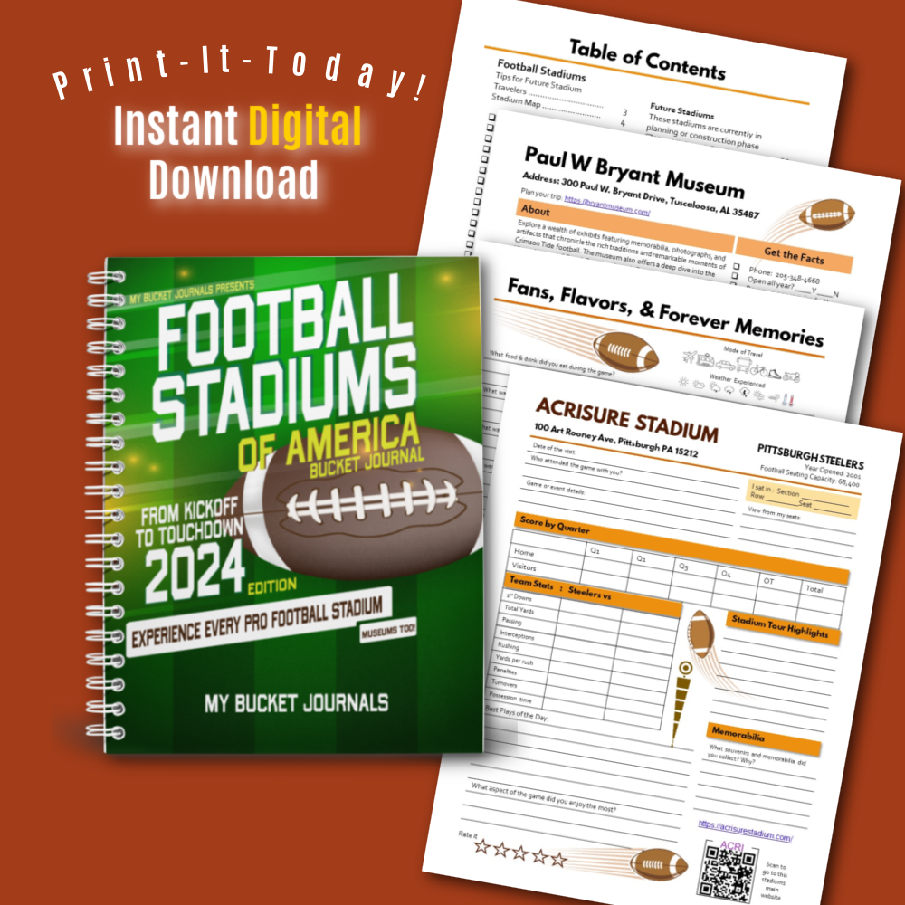 Football Stadiums of America Bucket Journal - Printable