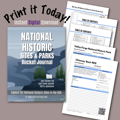 National Historic Sites & Parks Bucket Journal - Printable