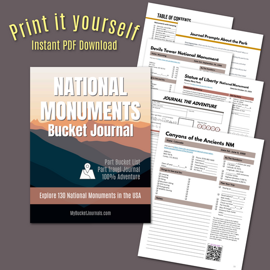 National Monuments Bucket Journal - Printable