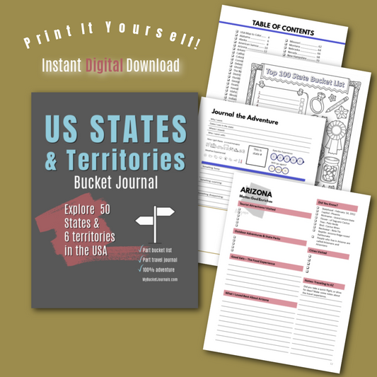 US States & Territories Bucket Journal - Printable