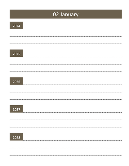 5-Year Thought A Day Bucket Journal - Printable