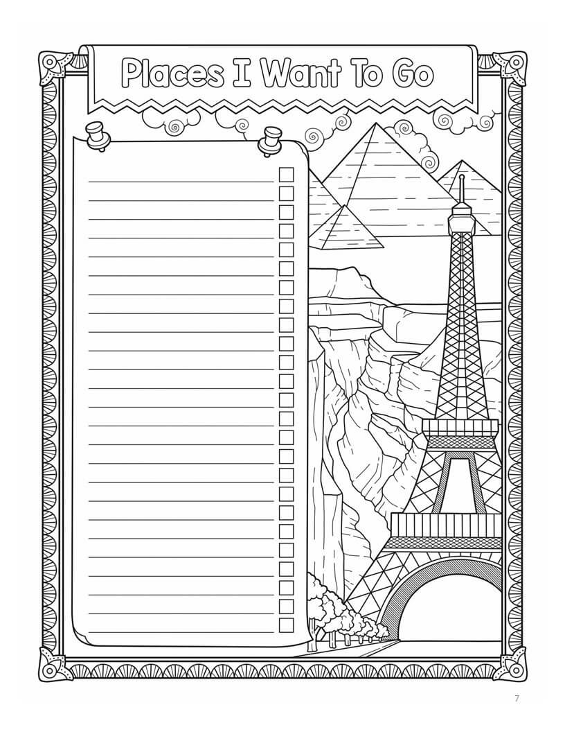 My Bucket List Coloring Book - Printable