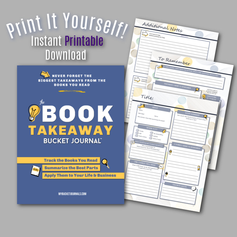 Book Takeaway Bucket Journal - Choose Your Version