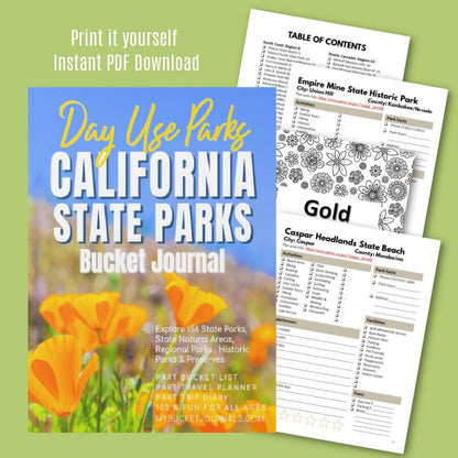 California Day Use State Parks Bucket Journal - Printable