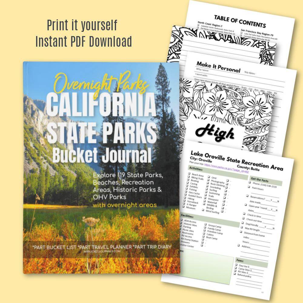 California Overnight State Parks Bucket Journal - Printable