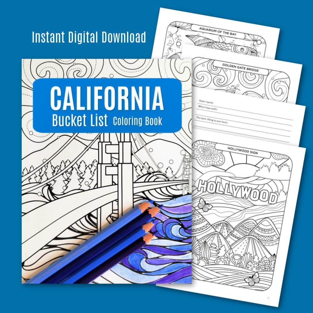 California Bucket List Coloring Book - Printable