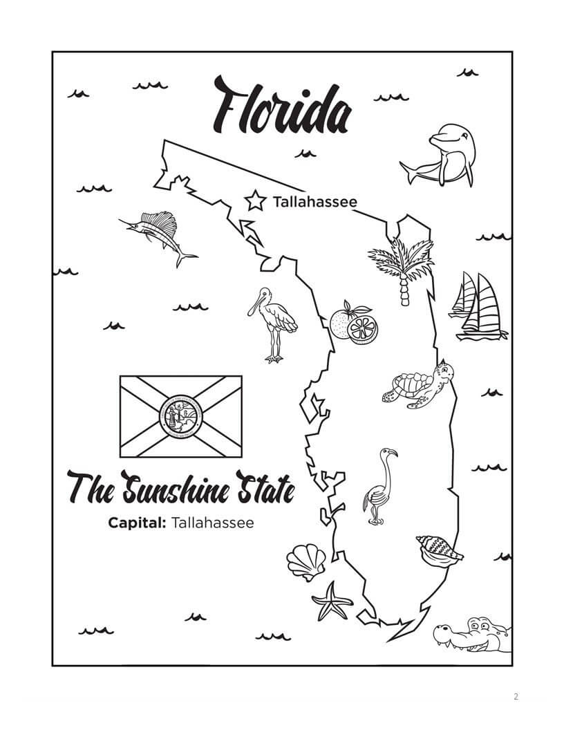 Florida Bucket List Coloring Book - Printable PDF
