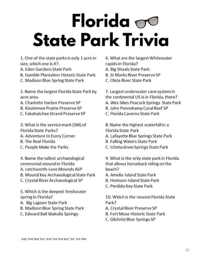 Florida State Parks Bucket Journal - Printable
