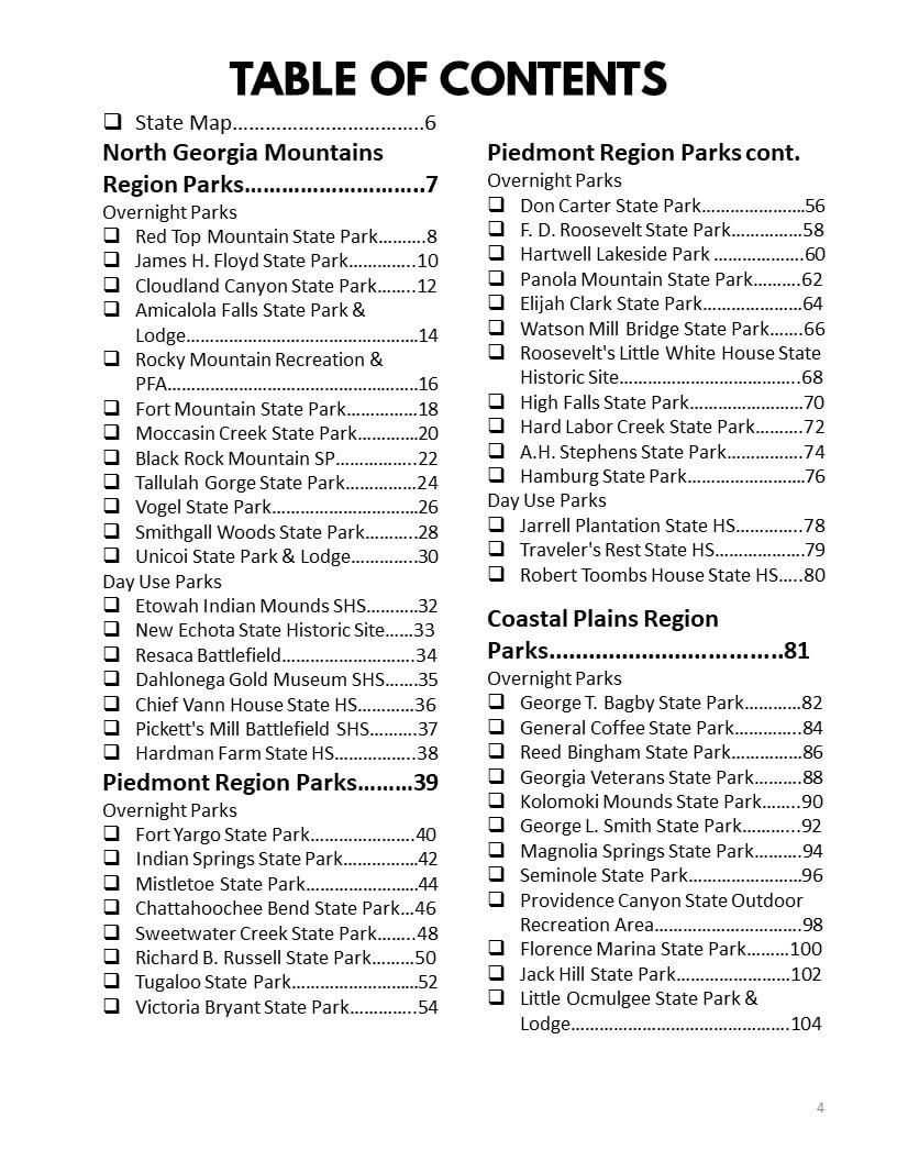 Georgia State Parks & Historic Sites Bucket Journal - Spiral