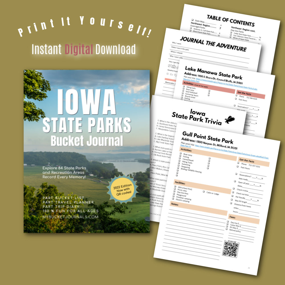 Iowa State Parks Bucket Journal - Printable