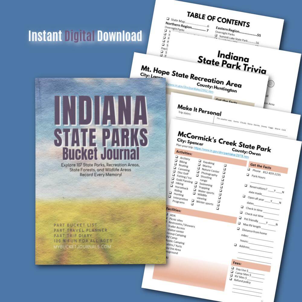 Indiana State Parks Bucket Journal - Printable