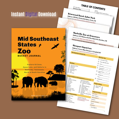 Mid Southeast States Zoo Bucket Journal - Printable