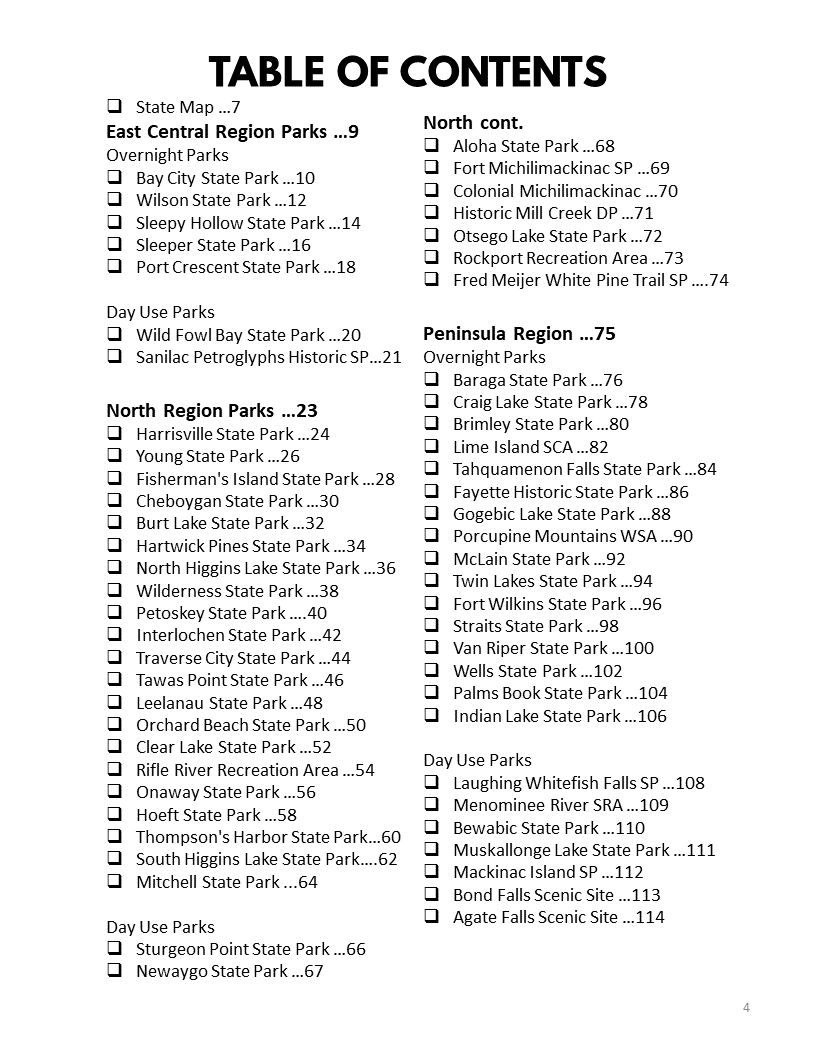 Michigan State Parks Bucket Journal - Spiral