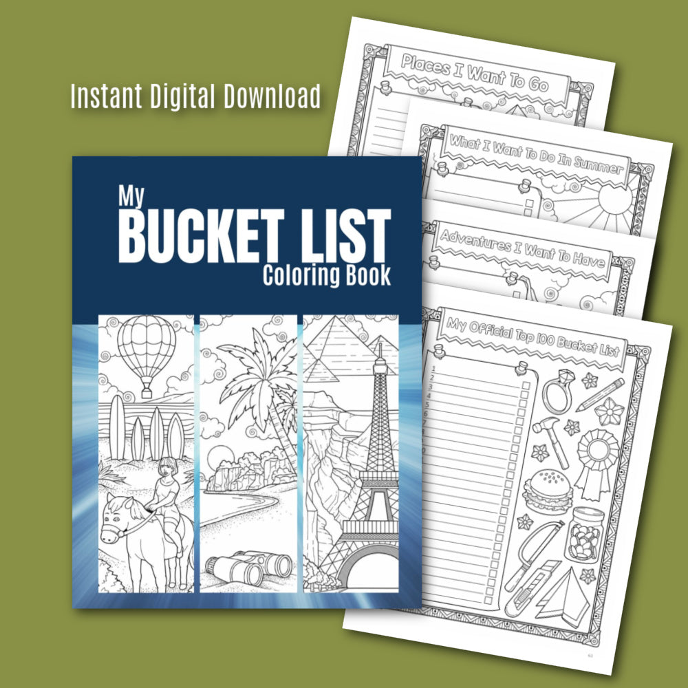 My Bucket List Coloring Book - Printable