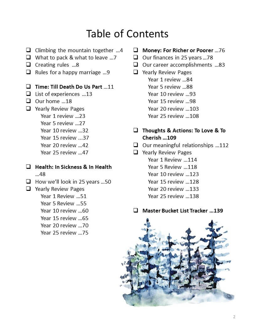 Our Marriage Bucket Journal - Printable
