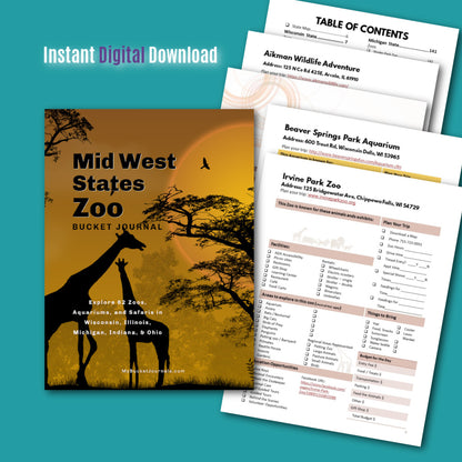 Midwest States Zoo Bucket Journal - Printable