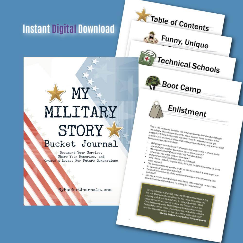 My Military Story Bucket Journal: Easy-Fill Edition (INSTANT DOWNLOAD)