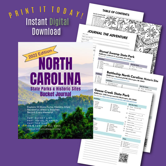 North Carolina State Parks Bucket Journal - Printable