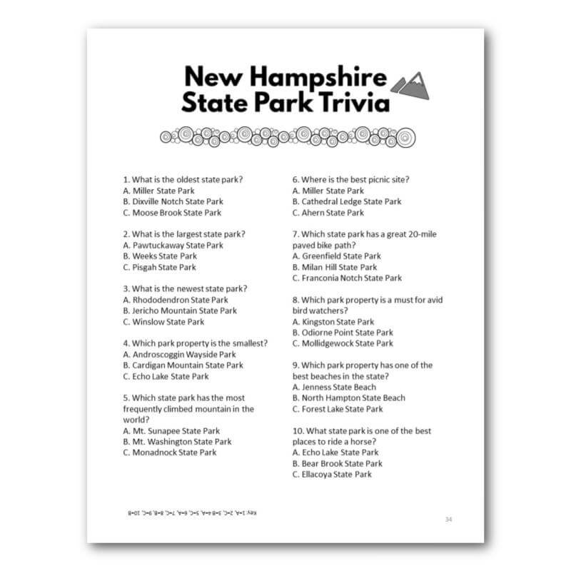 New Hampshire State Parks Bucket Journal - Printable