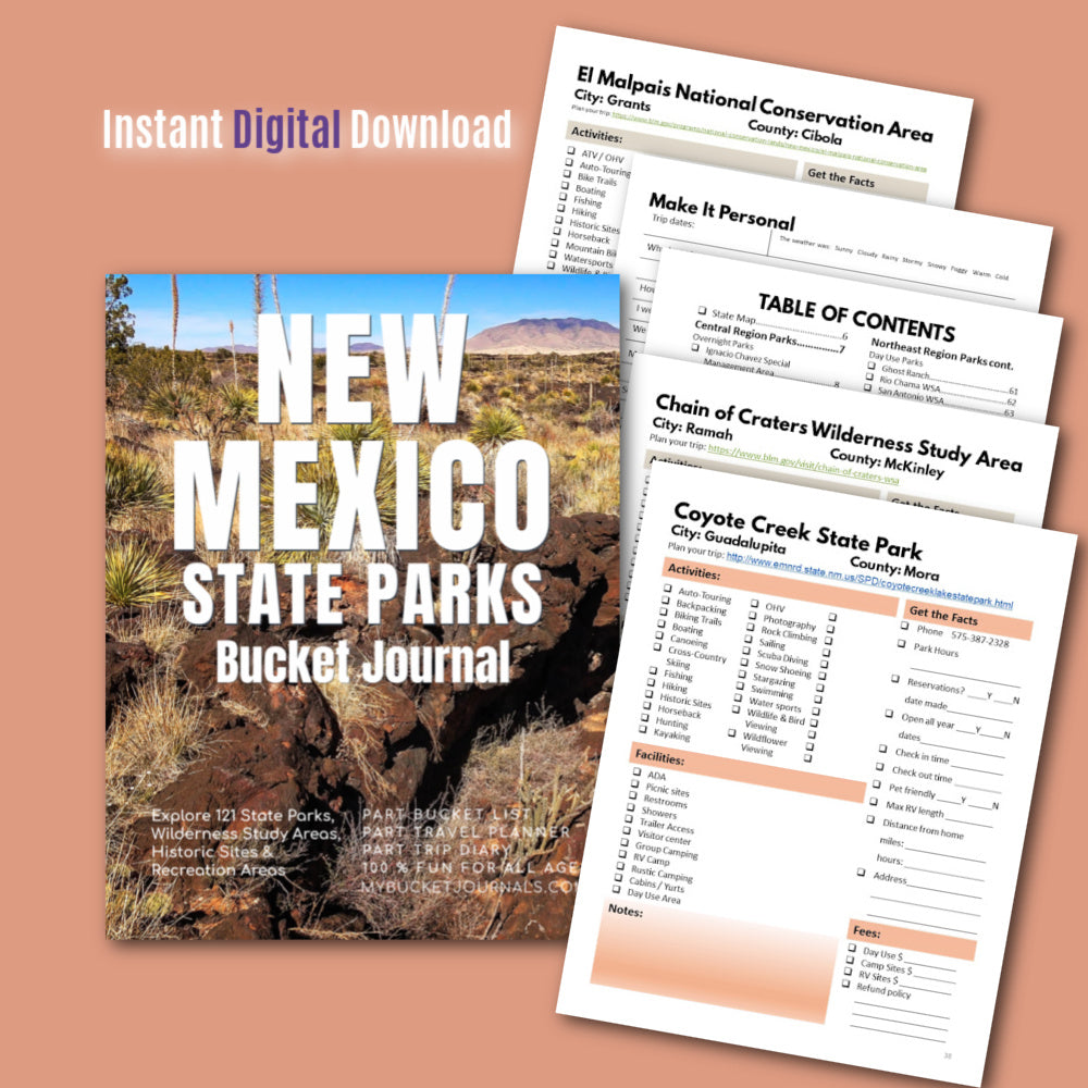New Mexico State Parks Bucket Journal - Printable