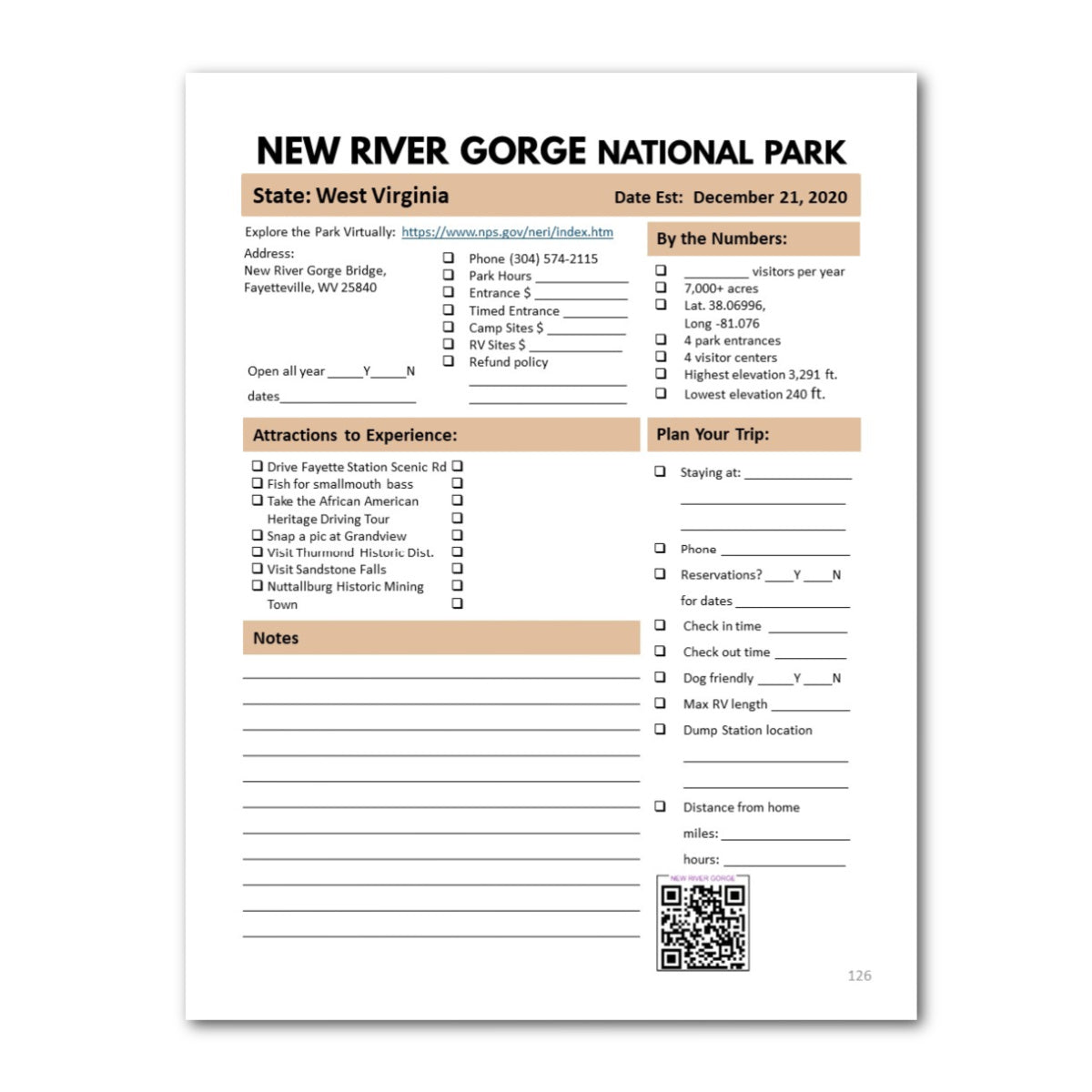 National Park Bucket Journal 2023 Edition - Printable