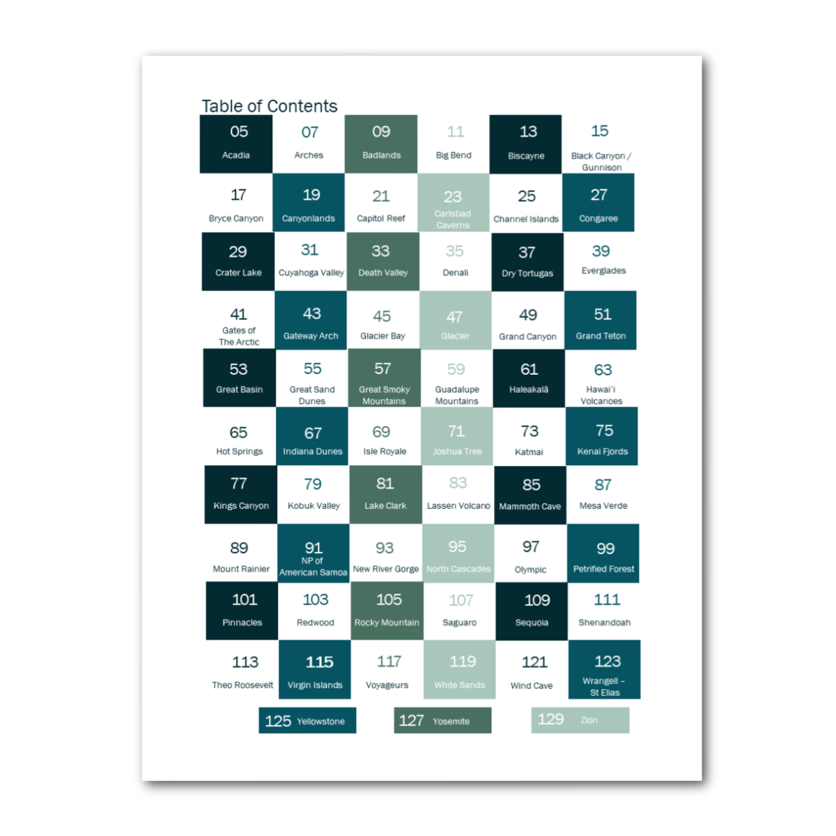 National Parks Bucket Journal -Printable