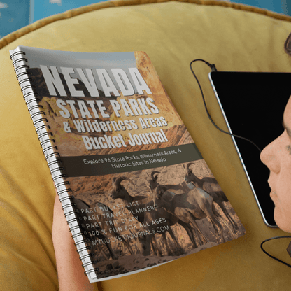 8.5 X 11 inch Nevada State Parks & Wilderness Bucket Journal, spiral bound in persons hand