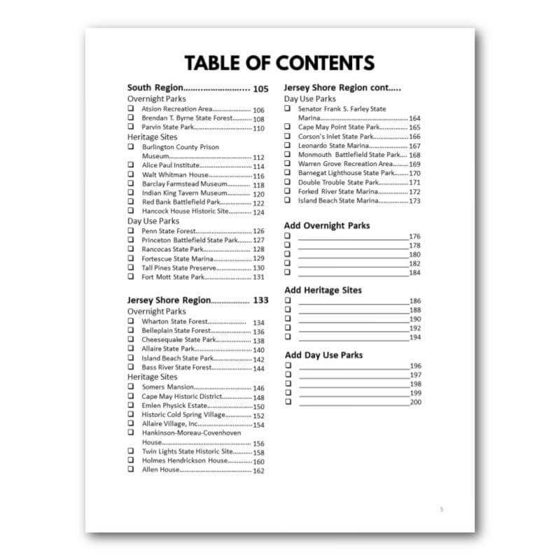 New Jersey State Parks Bucket Journal - Spiral