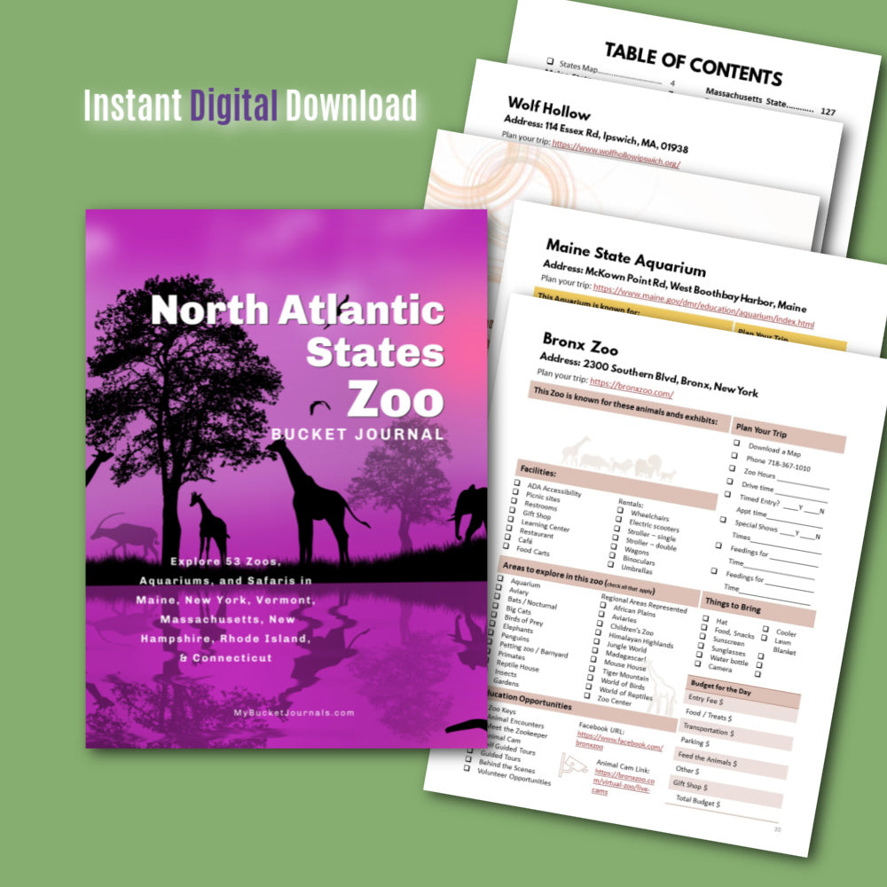 North Atlantic States Zoo Bucket Journal - Printable