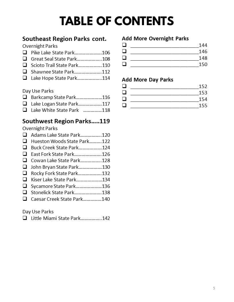 Ohio State Parks Bucket Journal - Spiral