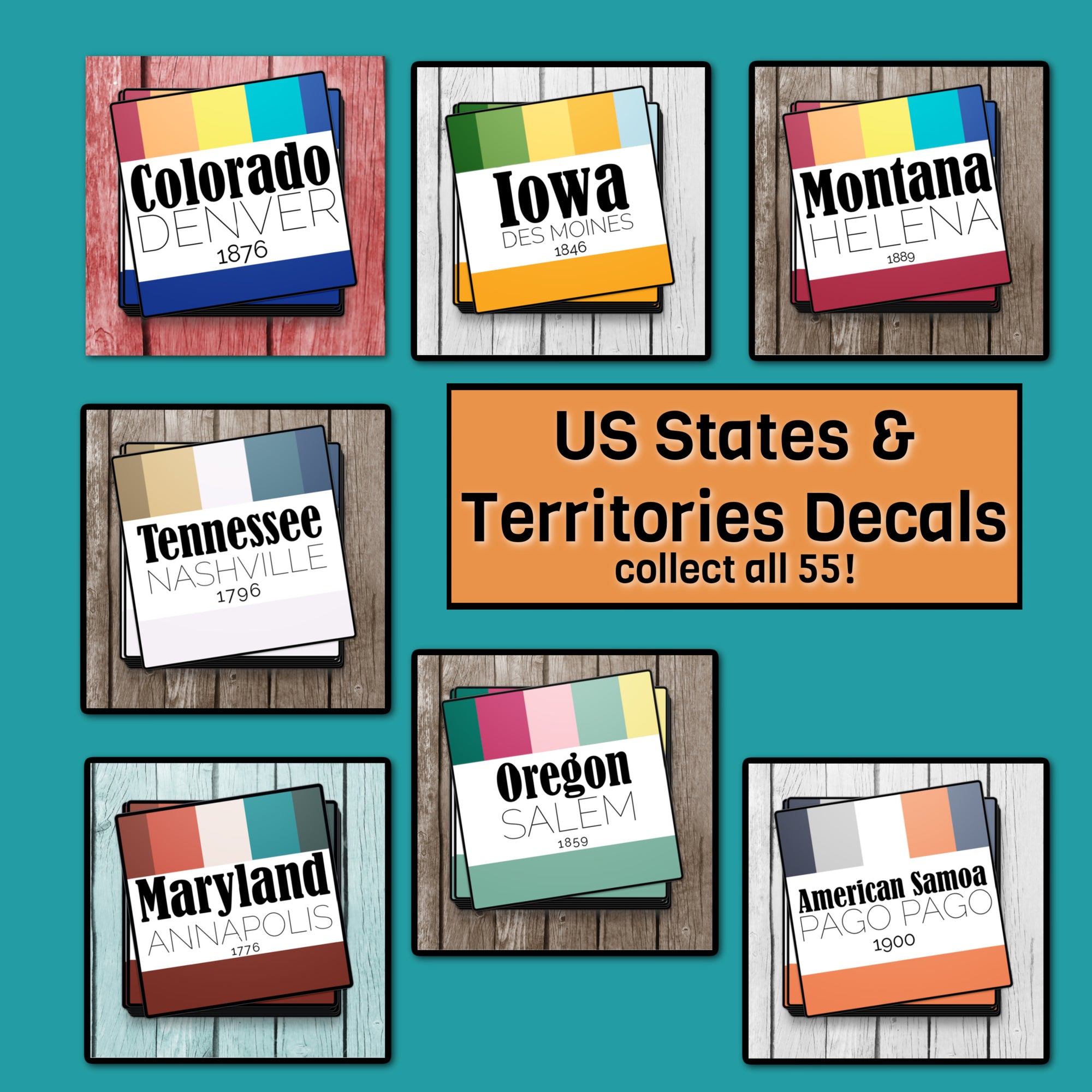 US States Decal Stickers
