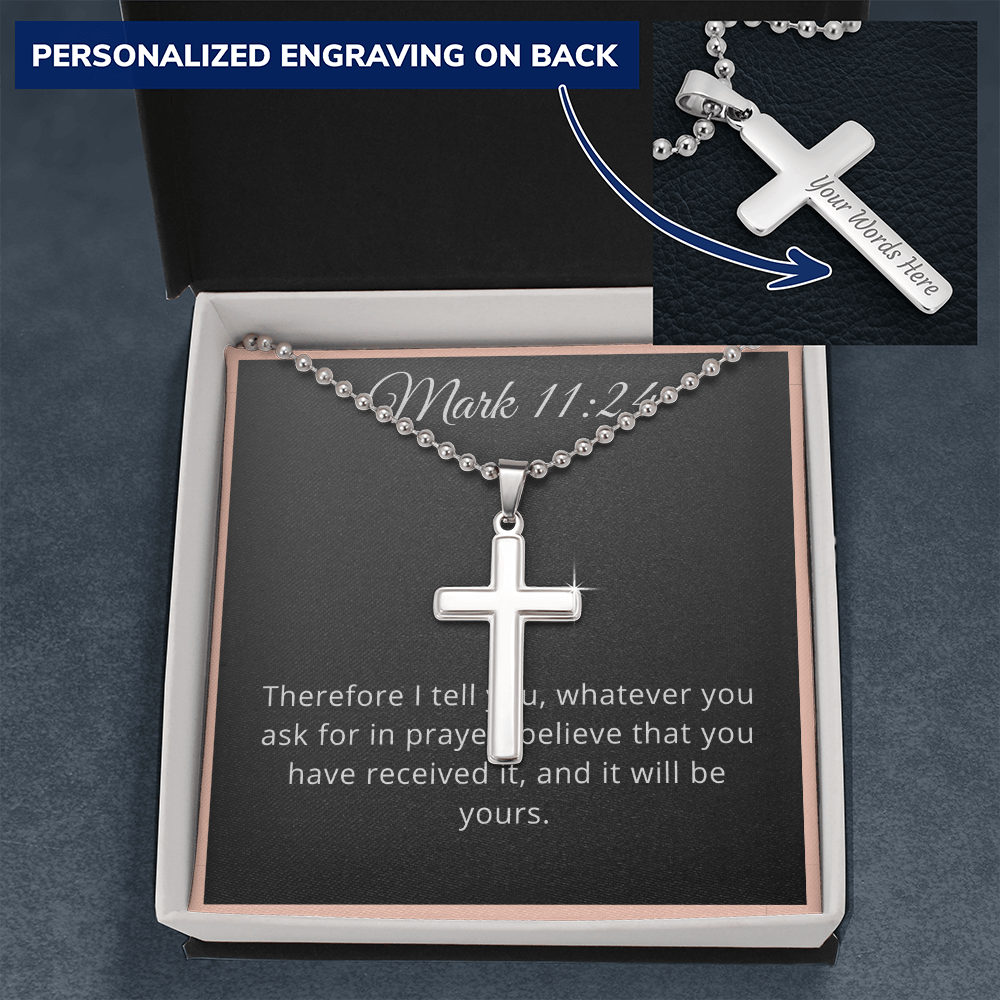 Mark 11:24 Prayer Cross Necklace