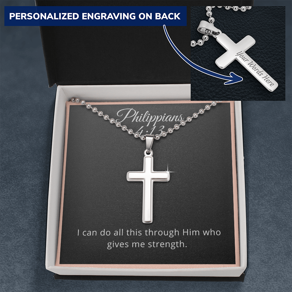 Philippians 4:13 Cross Necklace