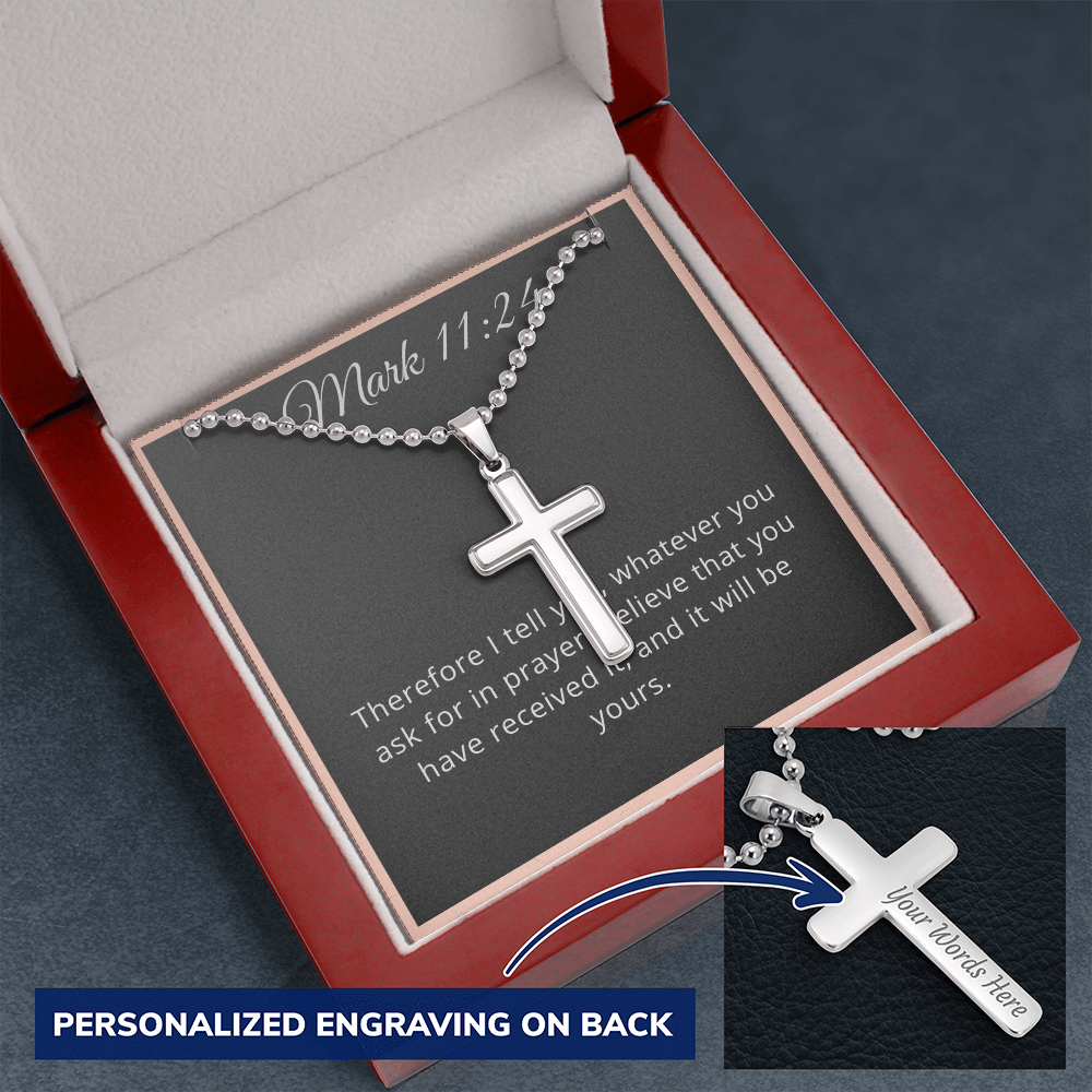 Mark 11:24 Prayer Cross Necklace