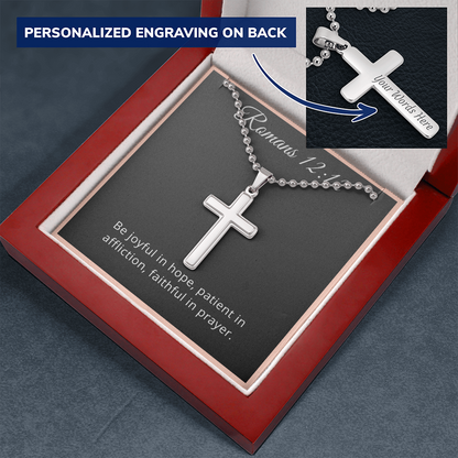 Romans 12:12 Prayer Cross Necklace
