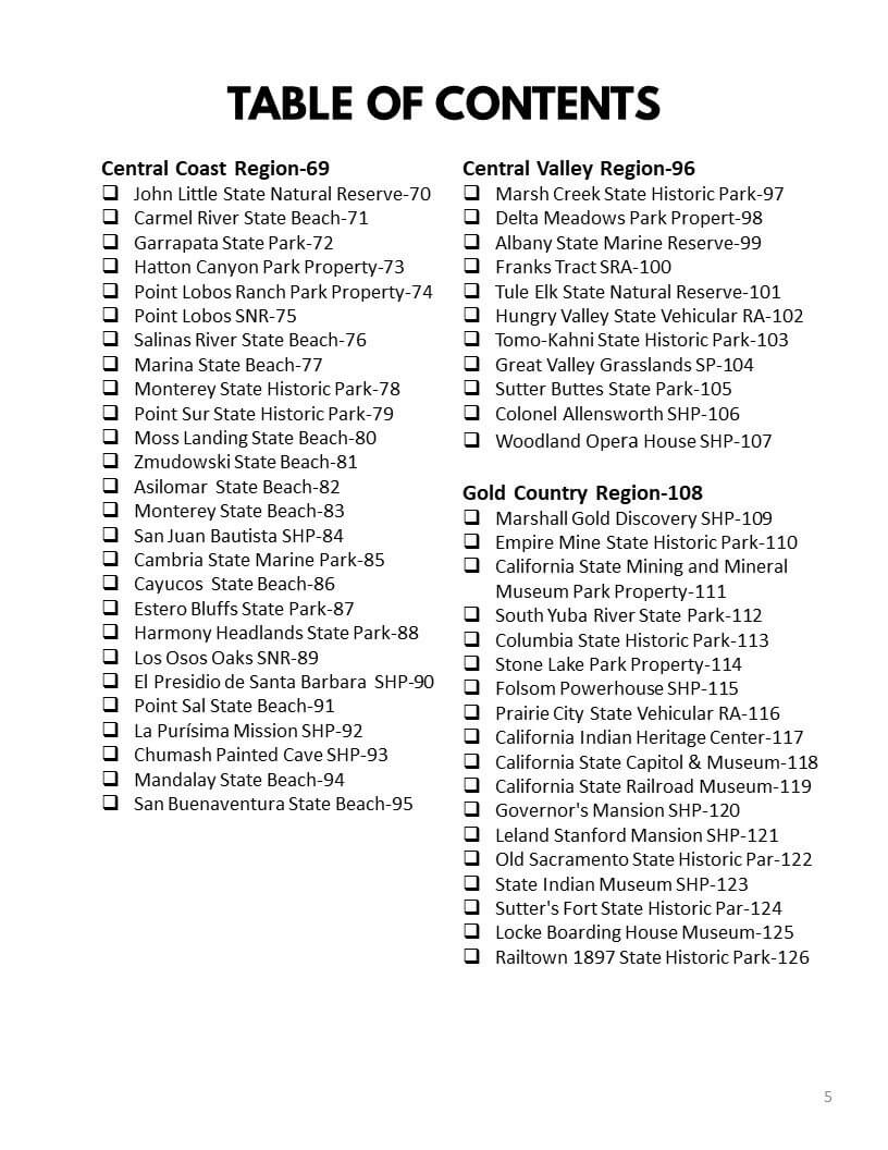 California Day Use State Parks Bucket Journal - Printable