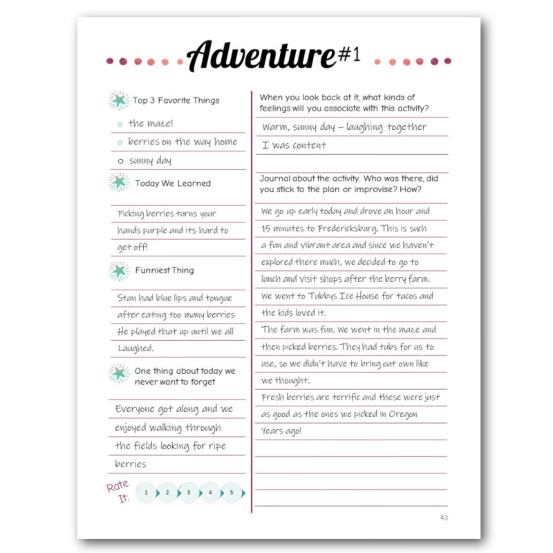 Family Adventures Bucket Journal - Printable