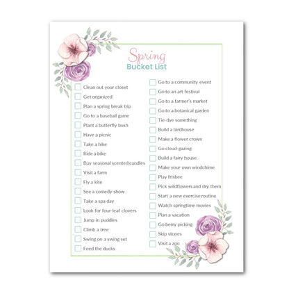 Spring Bucket Journal - Printable