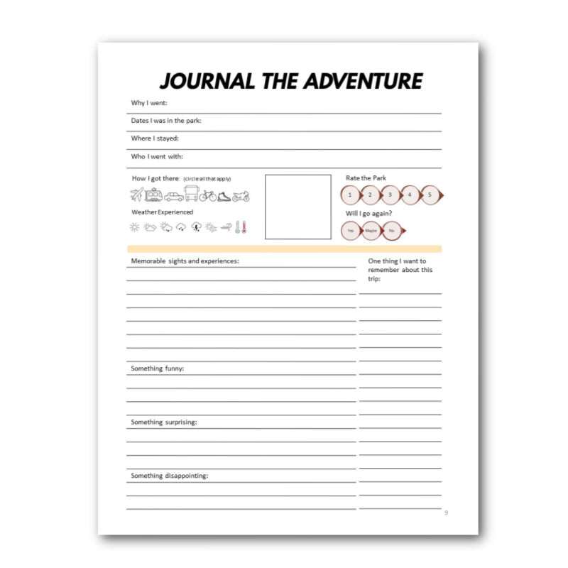 Pennsylvania State Parks Bucket Journal - Printable