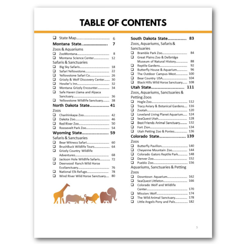 Rocky Mountain States Zoo Bucket Journal - Printable